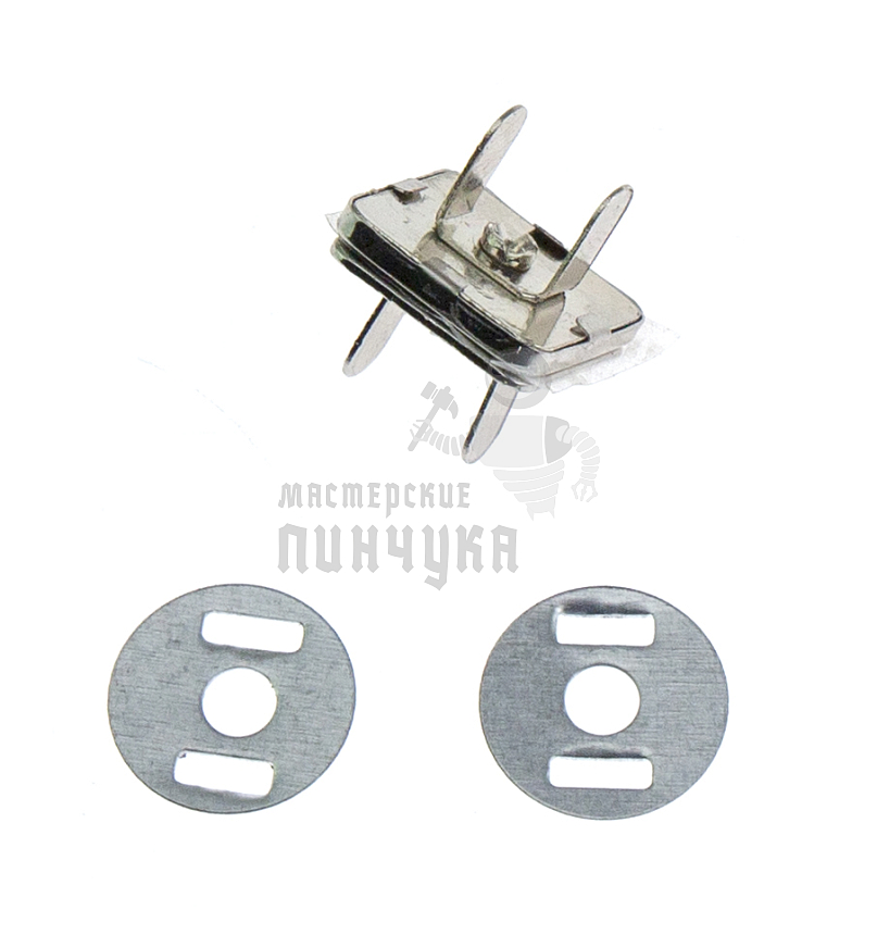 Кнопка магнитная на клямерах 14мм (CN-05) квадрат/ 1,8мм гальваника