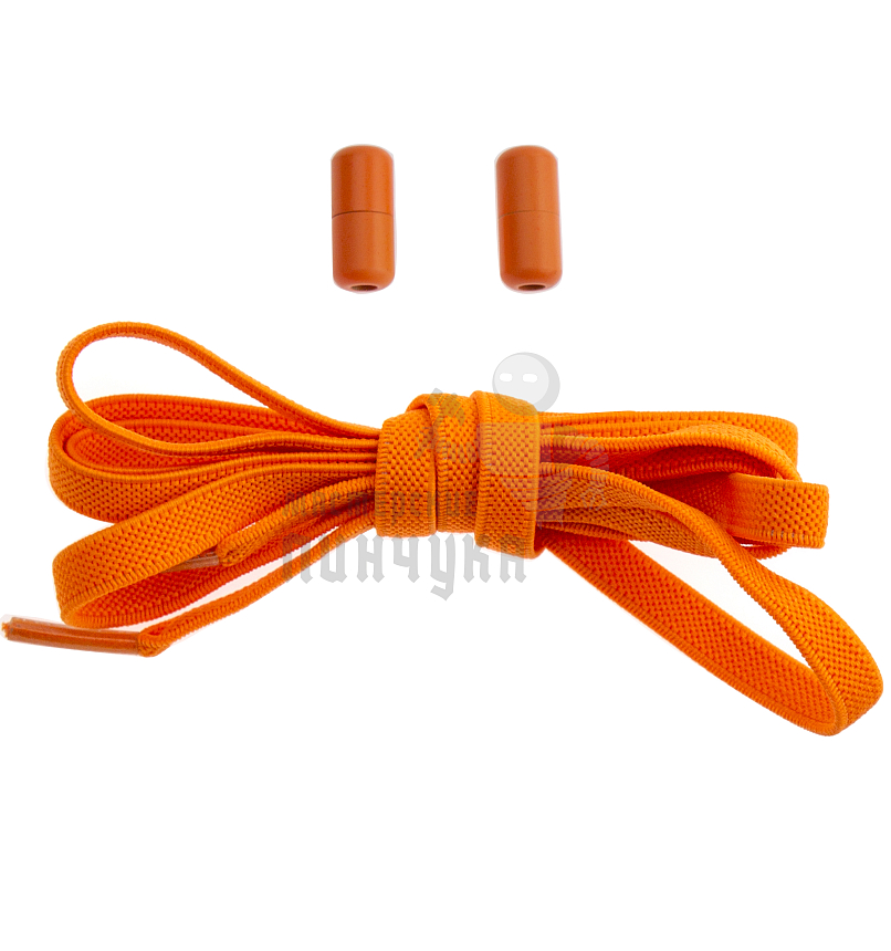 Эластичные шнурки для кроссовок с металлическим замком, 100-150см, плоский, цв.оранжевый