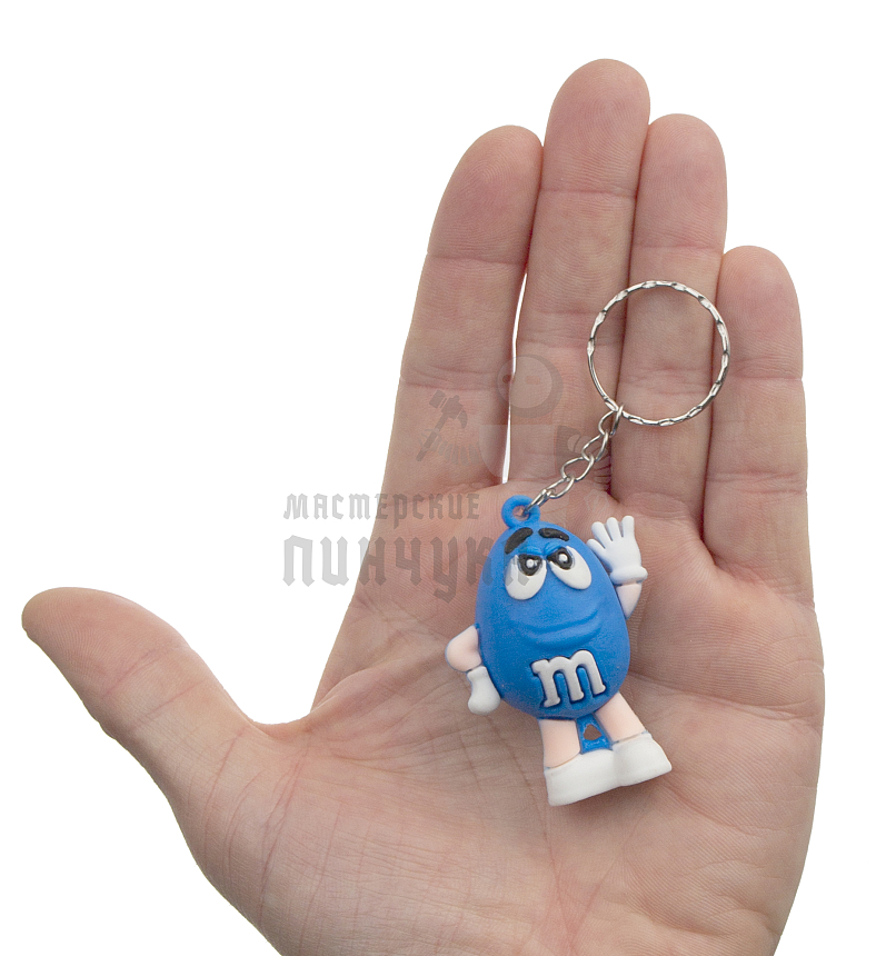 Брелок для ключей "M&M" цв.синий с кольцом
