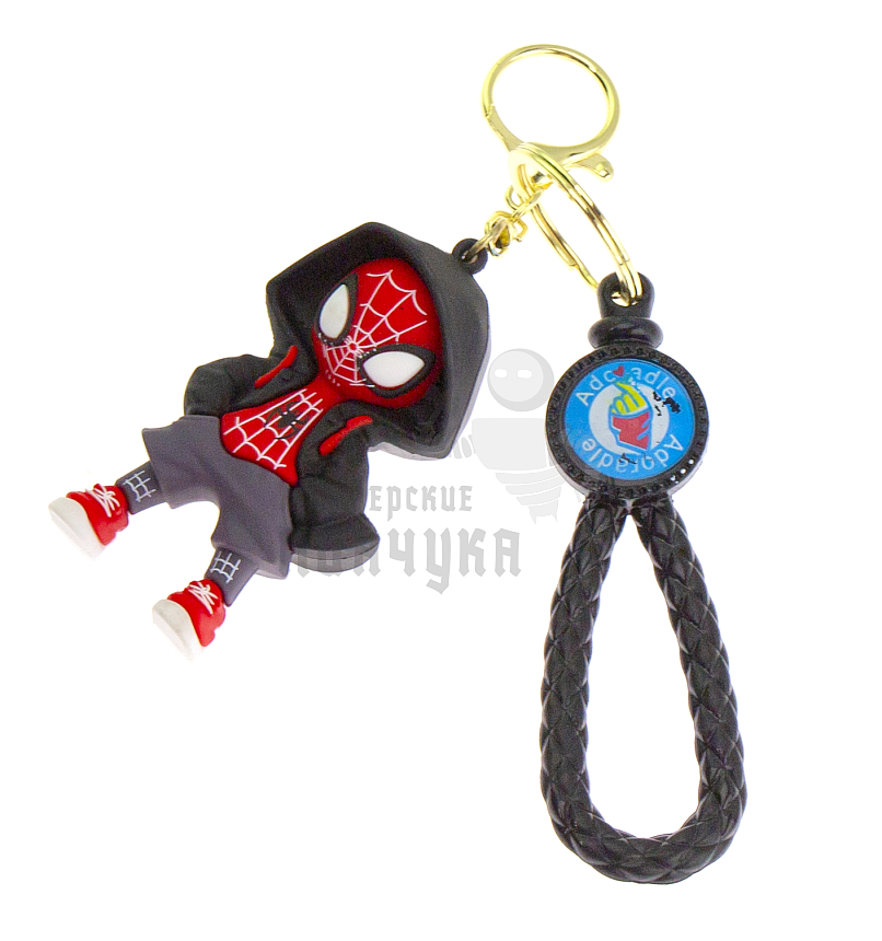 Брелок для ключей "Человек-Паук" цв.чёрный+ карабин