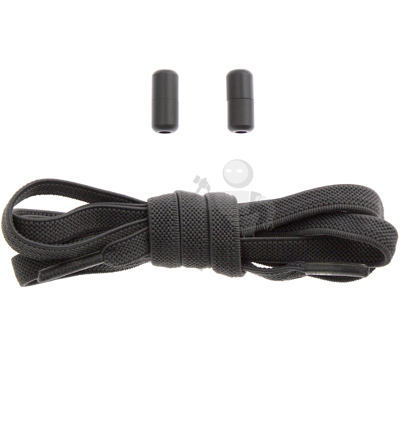 Эластичные шнурки для кроссовок с металлическим замком, 100-150см, плоский, цв. т.серый