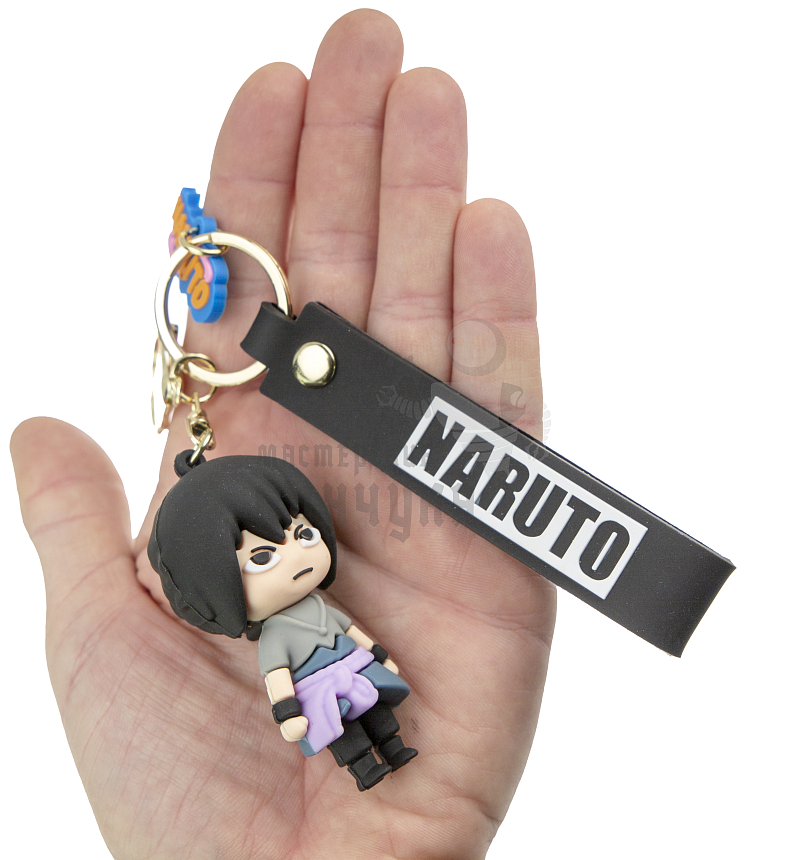 Брелок для ключей "Учиха Саске Наруто" с кольцом, карабином и ремешком