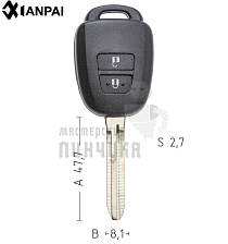 Корпус ключа TOYO-15.P TOY43 TY37R 2 кнопки прямоугольный КНР  TOYOTA - Чертеж