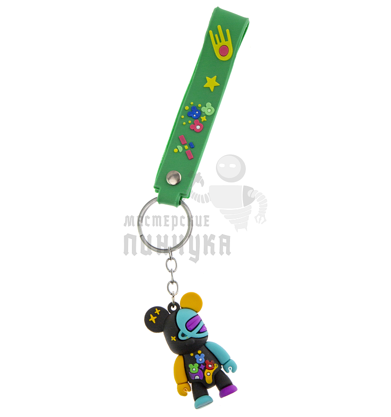 Брелок для ключей "Мишка Бербик" + ремешок, цв.бирюзовый