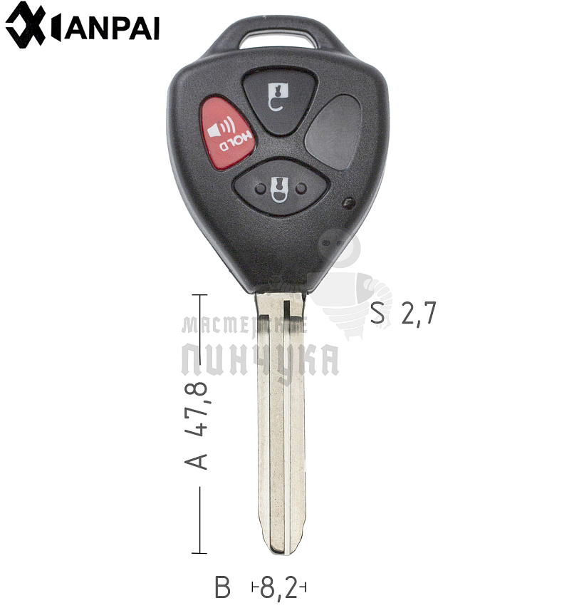 Корпус  Toyota TOYO-15P 2+1кн(с красн.кн.)корп.дист.кл.с лого без электроники КНР