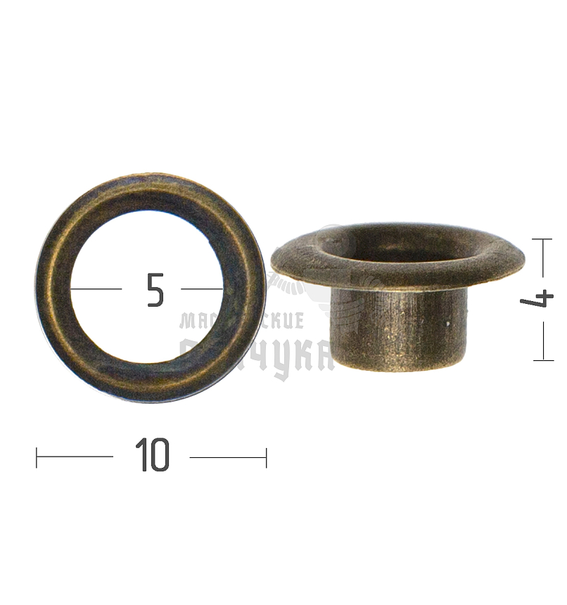 Люверсы №3, 5мм, сталь, цв. антик