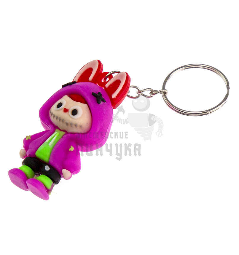 Брелок для ключей "LABUBU" с ушками, цв.розовый