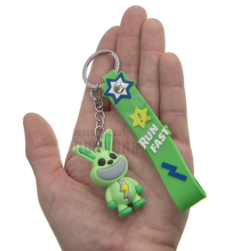 Брелок для ключей "Зая-попрыгуша"  цв.зеленый  + ремешок