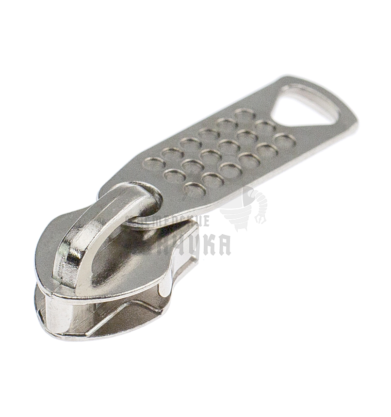 Бегунок для спиральной молнии, тип 10, сумочный, цв. никель, 18 точек