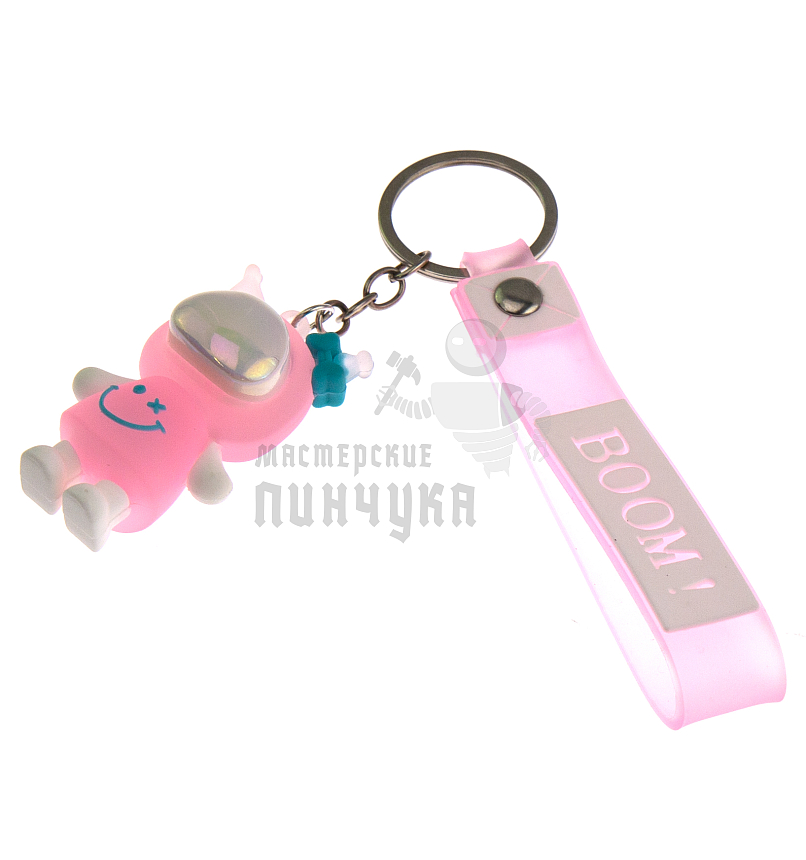 Брелок для ключей светящийся "КУРОМИ" цв. розовый + ремешок
