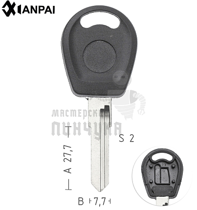 Заготовка ключа TP00VO2LP/TP00VO2P  T00HF44P  HU49T0/WT9TO  а/пласт.с мест.п/чип VW /// КНР