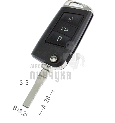 Корпус ключа c лезвием MLHUHAAP4 Volkswagen, 3 кнопки