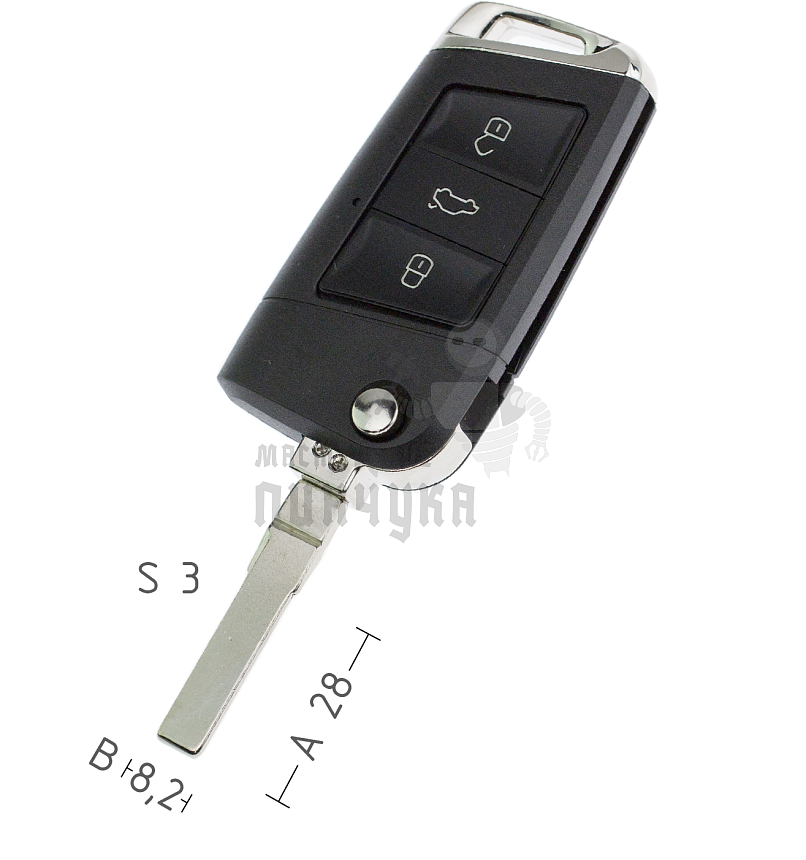 Корпус ключа c лезвием MLHUHAAP4 Volkswagen, 3 кнопки