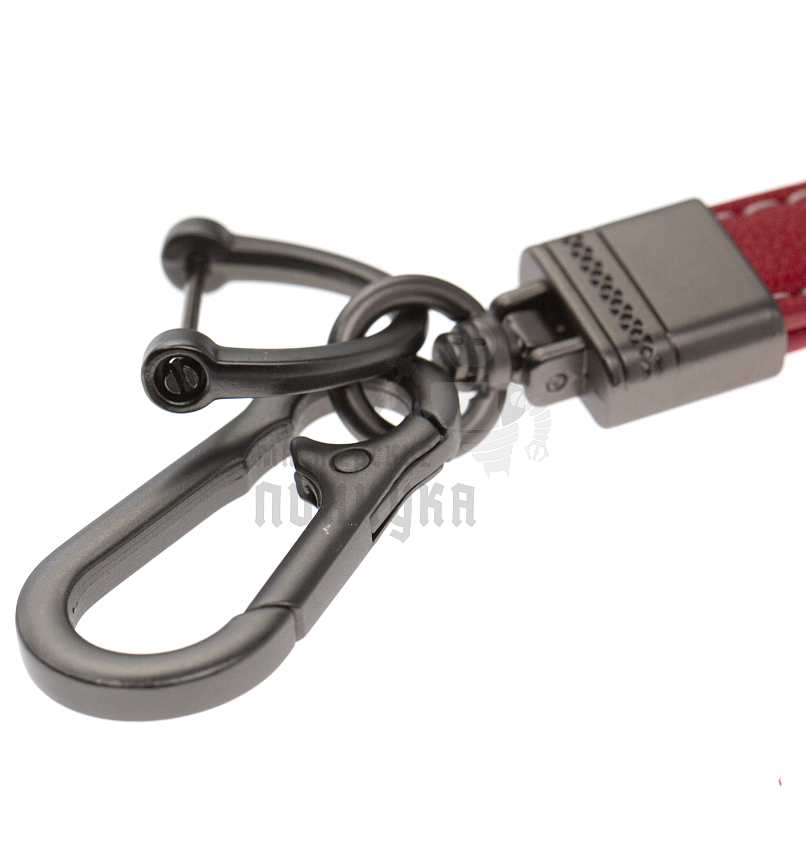 Кожаный брелок для ключей с карабином, красный