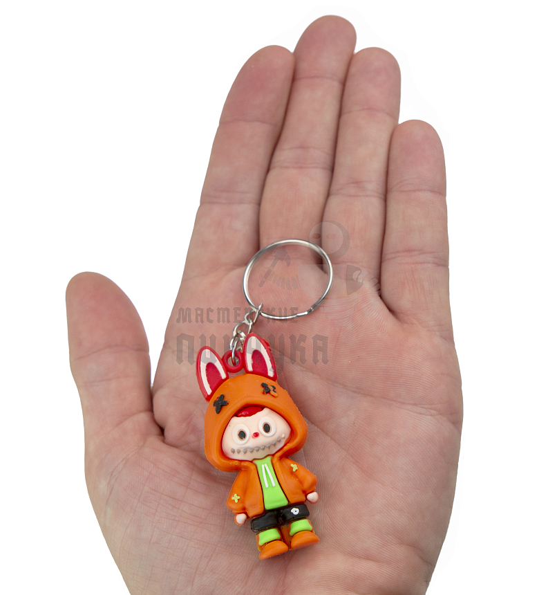 Брелок для ключей "LABUBU" с ушками, цв.оранжевый