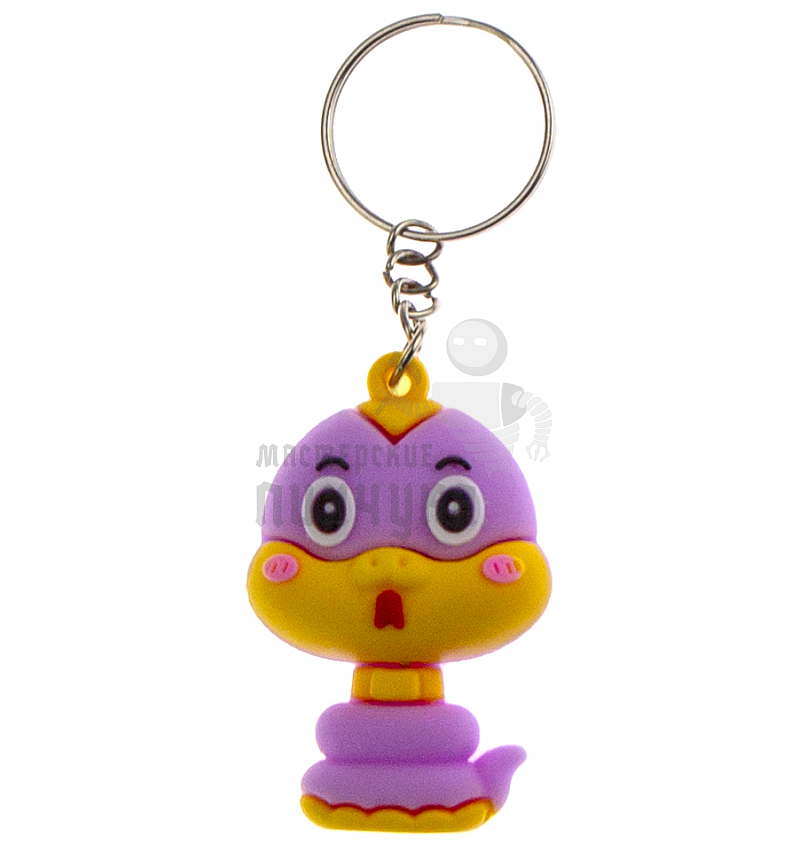 Брелок для ключей "Змейка" цв.лиловый с кольцом