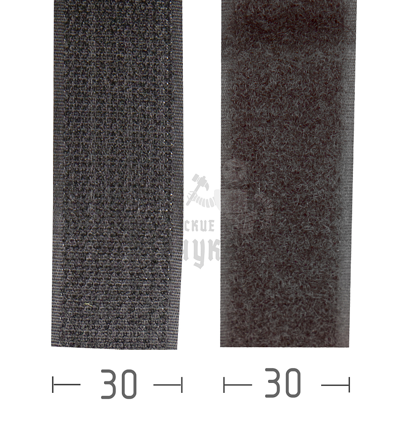 Лента-липучка контактная "Велькро" - 30мм, нейлон, черная