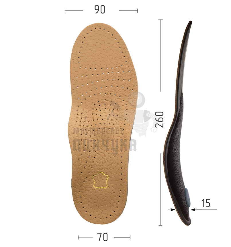 Стельки из натуральной кожи - ортопедические, р-р 39-40, цв.бежевый