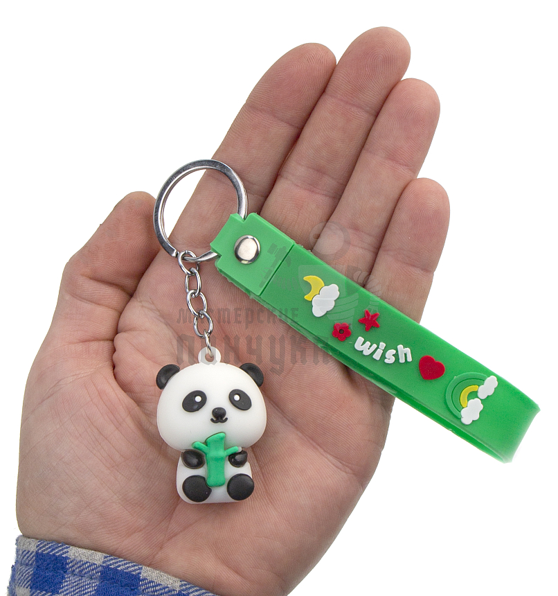 Брелок для ключей "Панда мини" + ремешок, цв.зеленый