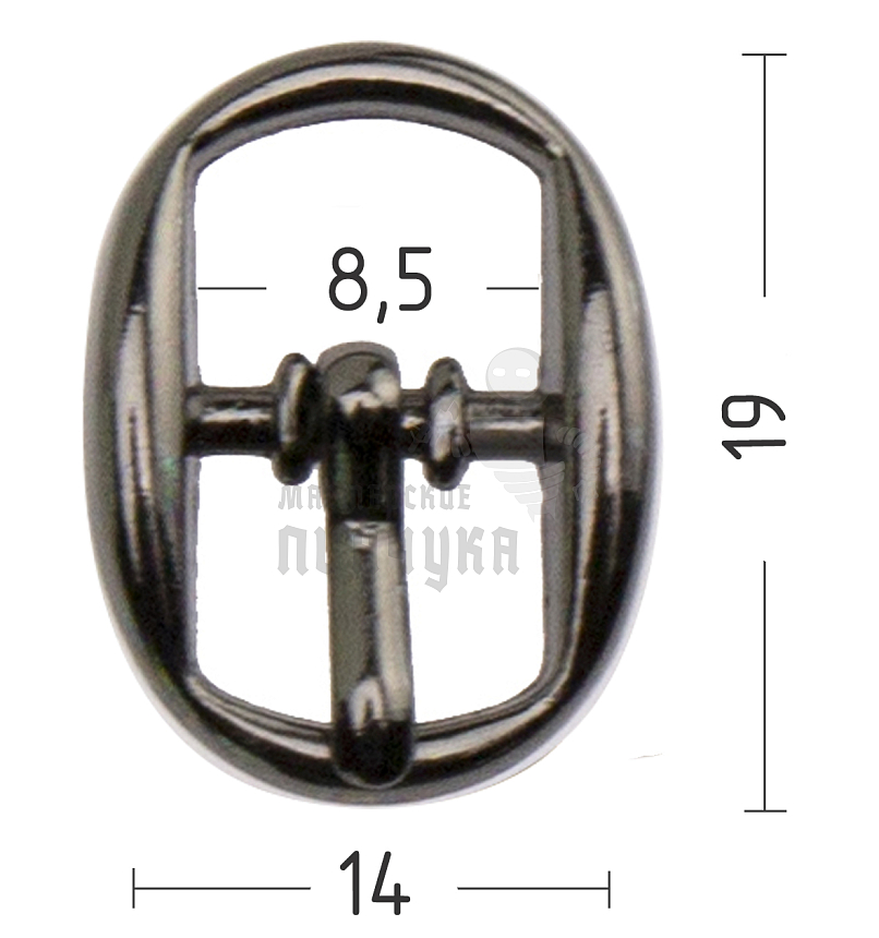 Пряжка обувная 8мм (14613) тем-никель