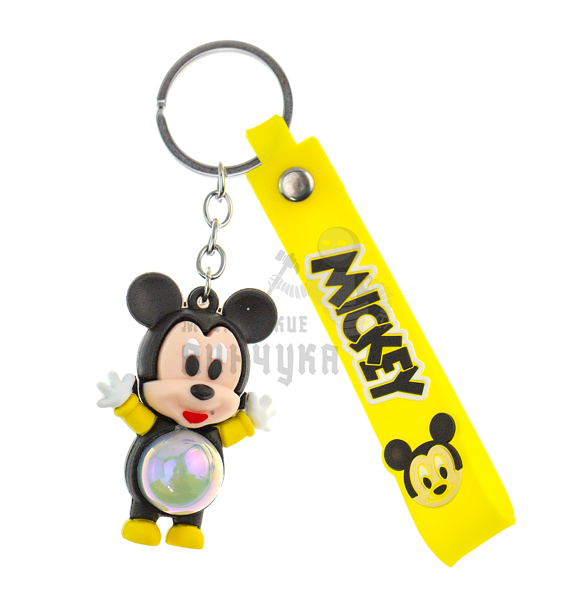 Брелок для ключей светящийся "Микки Маус" цв. черный + ремешок