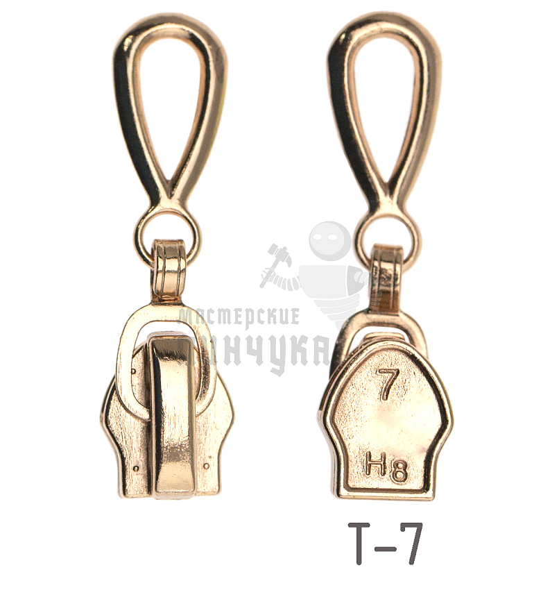 Бегунок для спиральной молнии, тип 7, автомат, цв. золото