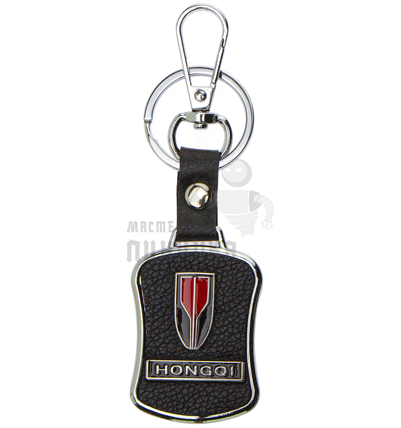 Авто карабин с кольцом для ключей HONGQI Экокожа