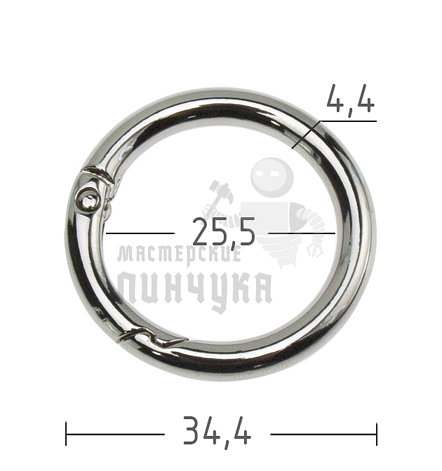 Кольцо-Карабин 34мм, цв.никель