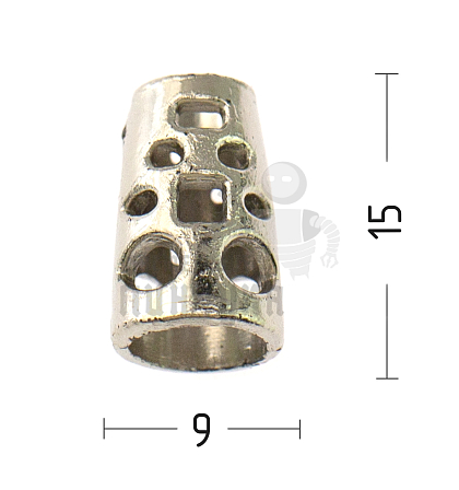 Наконечник для шнура, шнур (4,0мм), колокольчик-фигурный (L6), цв.хром - Чертеж