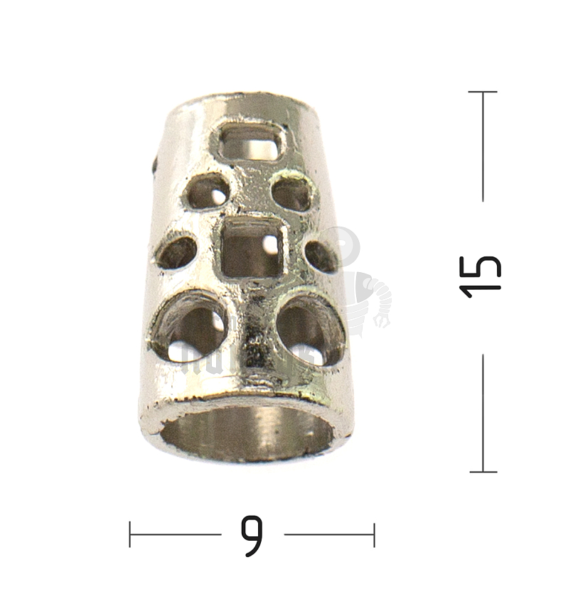 Наконечник для шнура, шнур (4,0мм), колокольчик-фигурный (L6), цв.хром