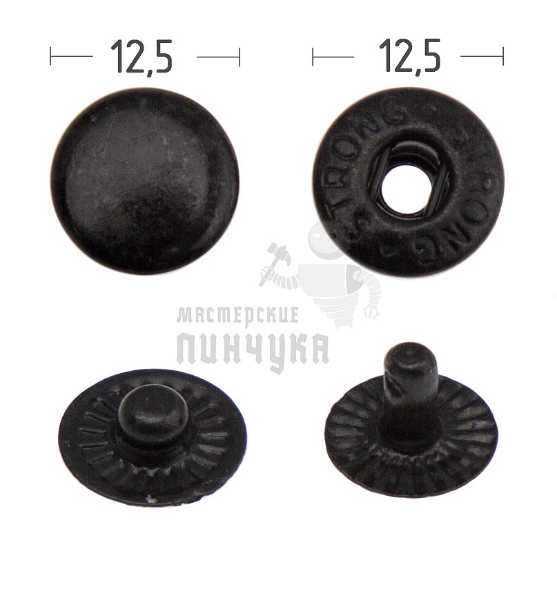 Кнопка для одежды 12,5мм "Альфа" латунь цв. оксид.