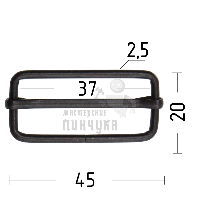 Пряжка регулировочная 40мм цв оксид