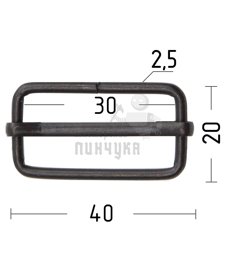 Пряжка регулировочная 30мм цв оксид