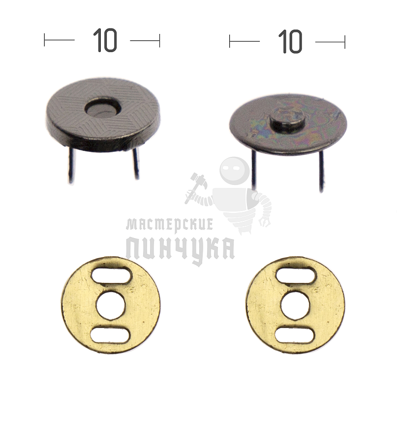 Кнопка магнитная 10мм круглая цв никель тем