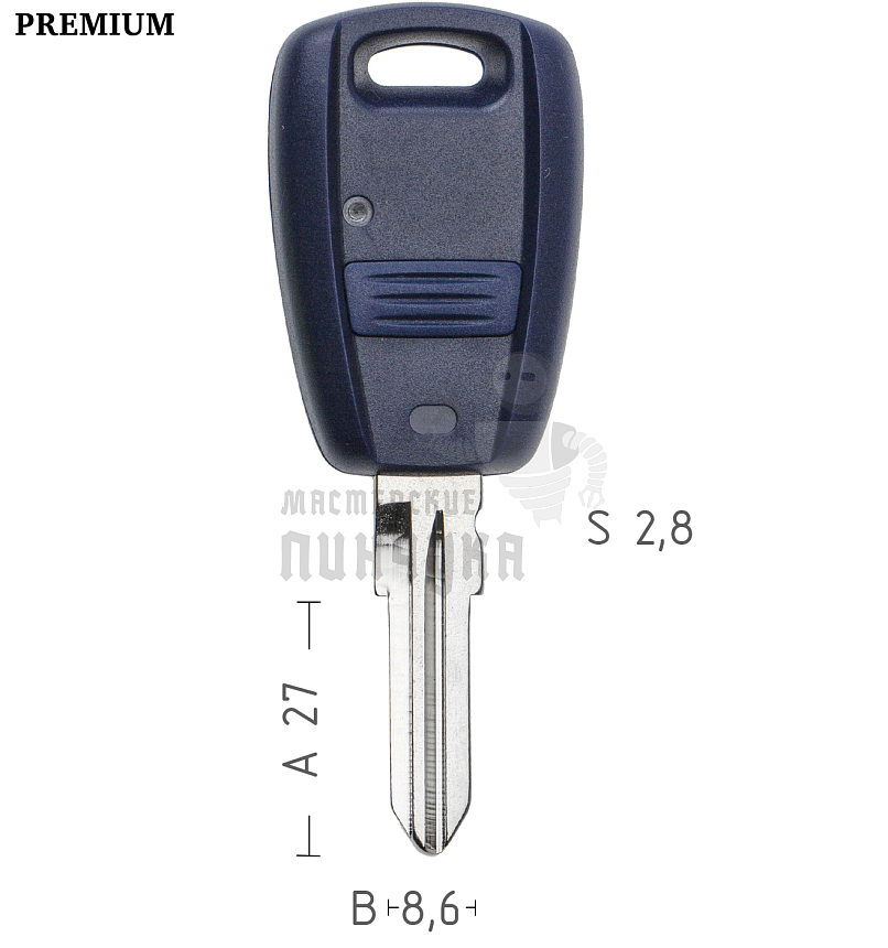 Корпус ключа FI-13 GT15 GB14R 1 кнопка КНР  FIAT