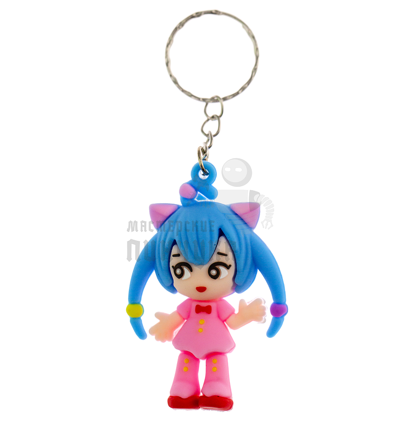 Брелок для ключей "Мику Хацунэ" цв. синий/розовый