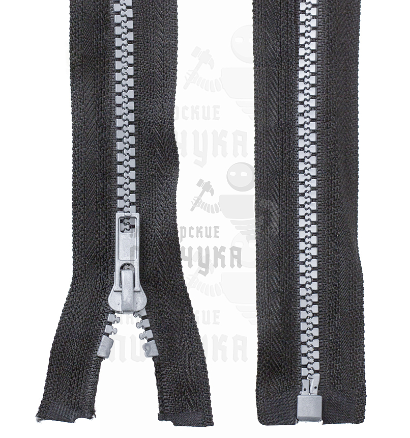 Молния тракторная, тип 5, 75см, цв. черный 322 / серый