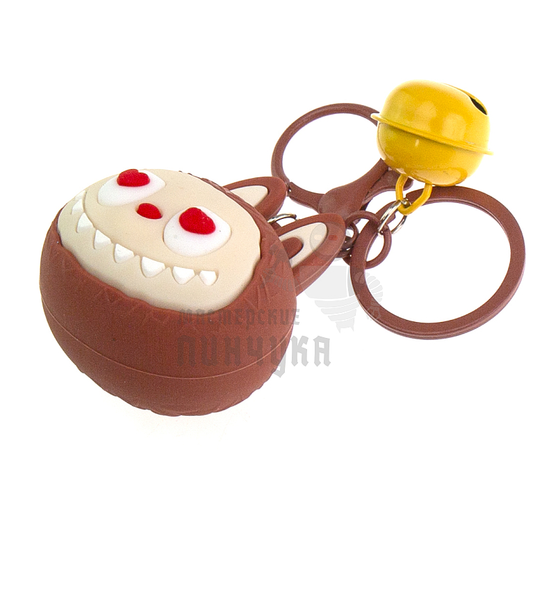 Брелок для ключей "LABUBU" антистресс, карабин+колокольчик, цв.коричневый