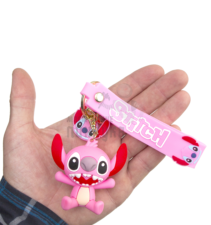 Брелок для ключей Стич, + карабин, цв.розовый