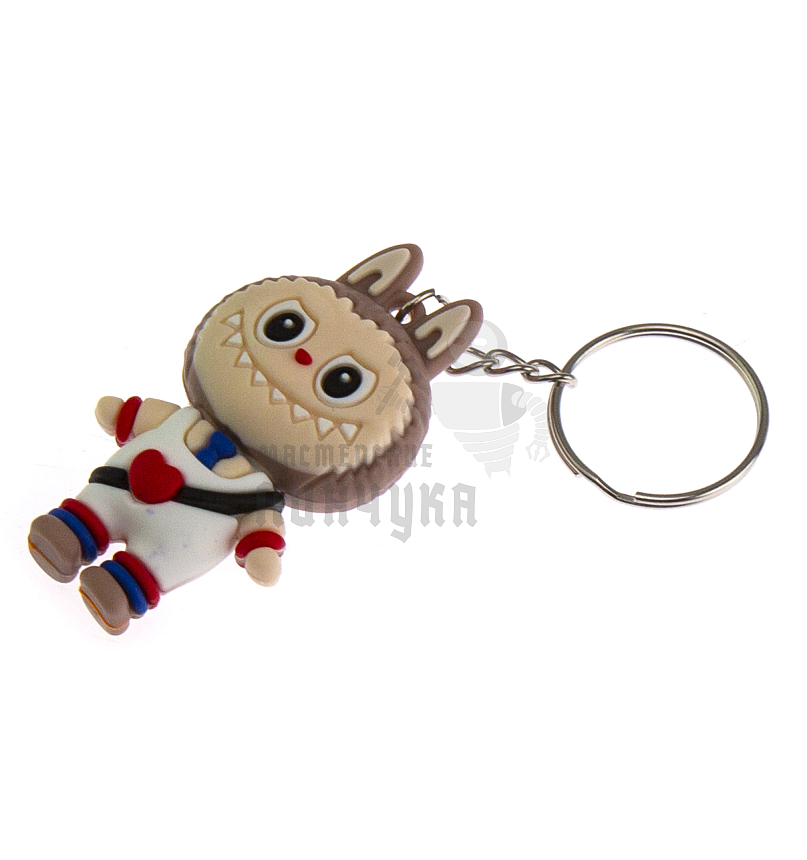 Брелок для ключей "LABUBU" с сердцем, цв.беж