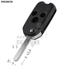 Корпус выкидного ключа HOND-31 HON66 HD58 3 кнопки  КНР   HONDA - Чертеж