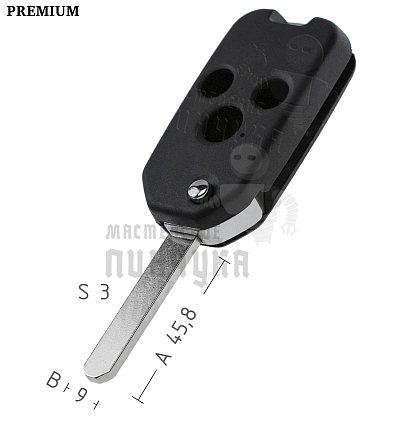 Корпус выкидного ключа HOND-31 HON66 HD58 3 кнопки  КНР   HONDA