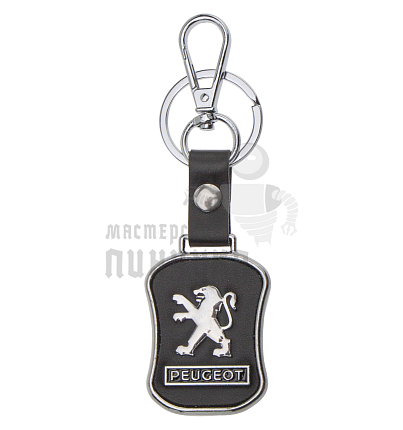 Авто карабин с кольцом для ключей PEUGEOT Экокожа (гладкая)