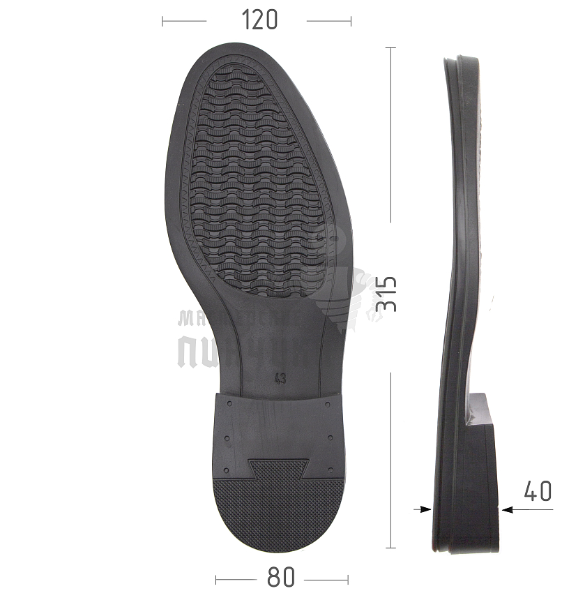 Подошва муж. Киров 90555 р. 43, цв. черный