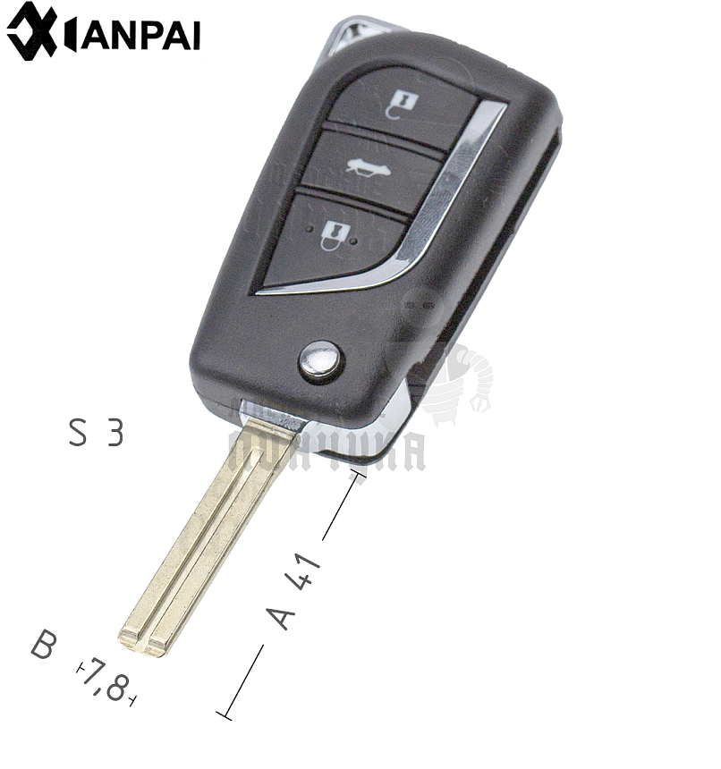 Корпус выкидного ключа 3 кнопки TOY48 TOYOTA  //  КНР