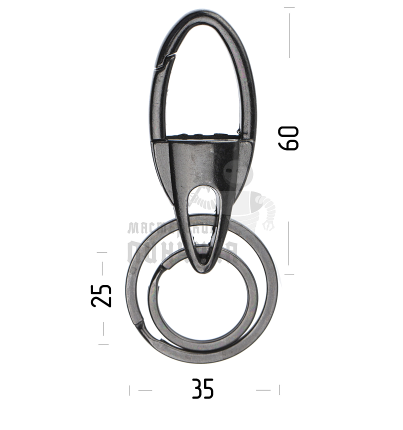 Карабин с двумя кольцами для ключей овальный