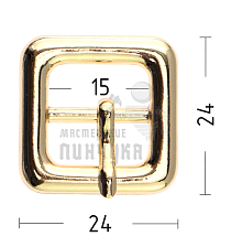 Пряжка обувная, 15мм (20989), цв.золото - Чертеж