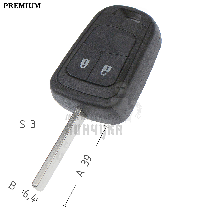 Корпус ключа OP-11P HU100 HF66P 2 кнопки КНР  OPEL