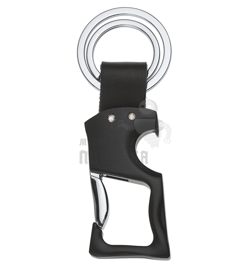 Карабин с двумя кольцами для ключей и открывашкой