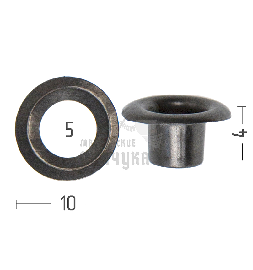 Люверсы №3, 5мм, сталь, цв. темный никель
